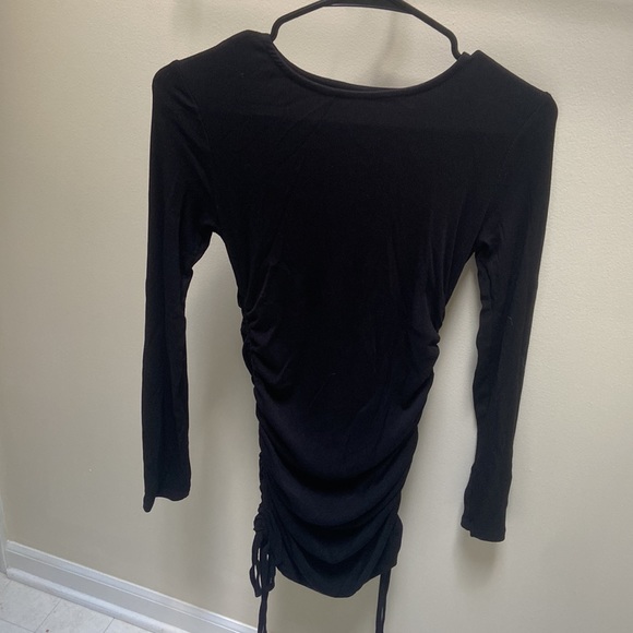 Ruched Long Sleeve Black Dress - Picture 3 of 3